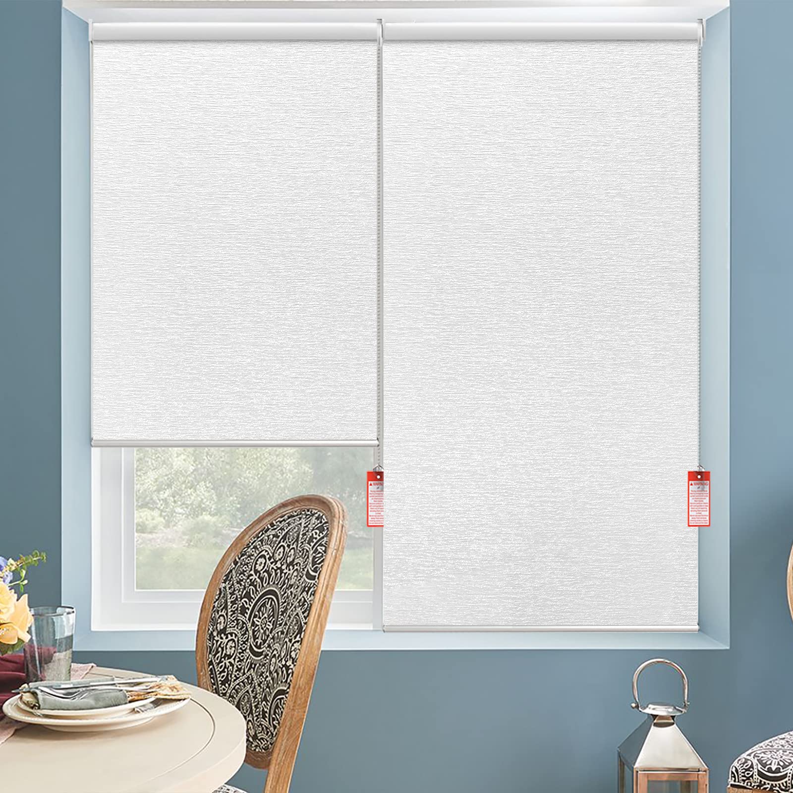 ALLBRIGHT Roller Shades for Windows, 100% Blackout Window Roller Blinds, UV Protection Fabric, Shades with Striped Jacquard, Roller Blind for Office and Home, Easy to Install, White, 36" W x 72" H