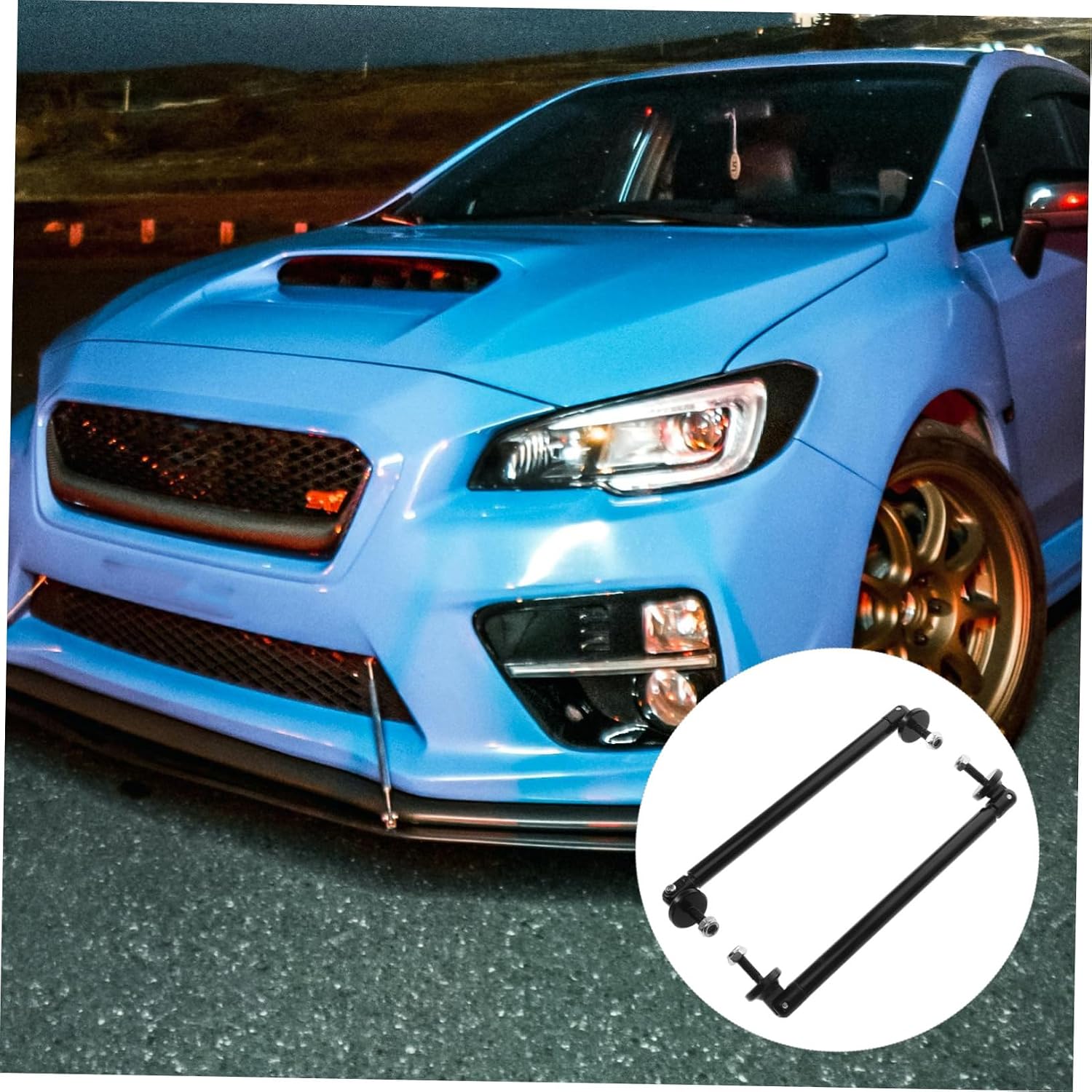 CHILDWEET 1pair Aluminum Alloy Front Bumper Splitter Strut Tie Rod Bar Car Modification Accessory for Enhanced and Support -pack