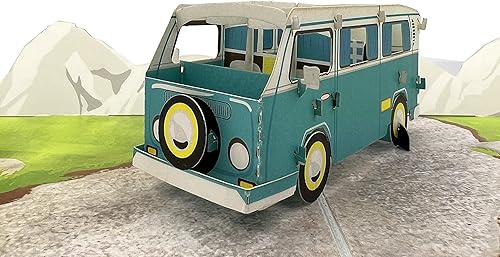 Miniatura 1 de Tarjeta de felicitación desplegable 3D, color azul, tamaño 5 x 7 pulgadas, incluye una tarjeta de notas y sobre a juego