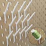 'Just Hanging Pegboards' Angled Spool Hooks Compatible with IKEA SKADIS – Pegboard Accessories for Thread, Embroidery & Sewing – Craft Room Organizer for Creative Workspaces (Matte White, 12 Pack)