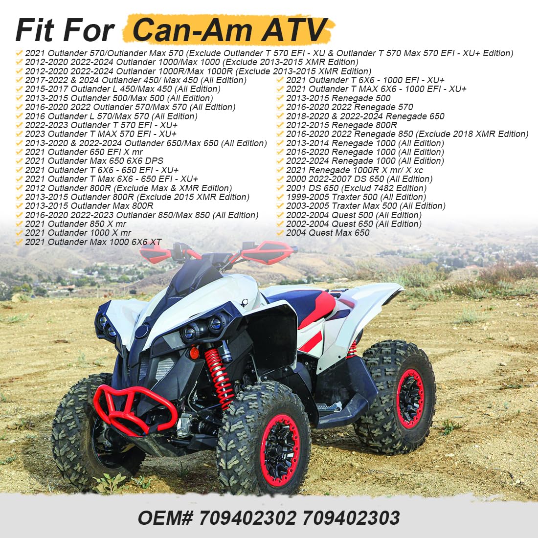 Rotule de biellette de direction droite + gauche compatible avec Can-Am Outlander 450 500 570 650 800R 850 1000 2013-2024 709402302 709402303