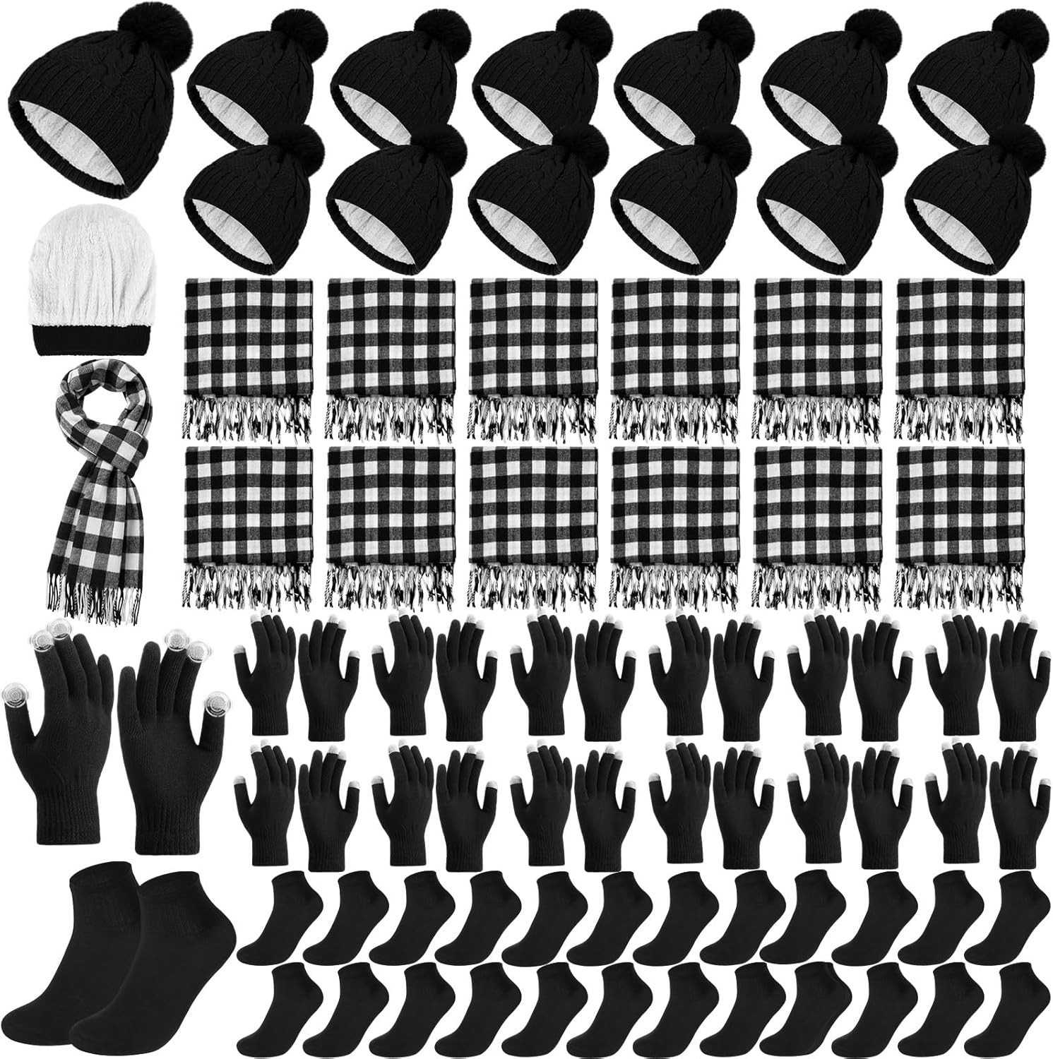 48 Pcs Bulk Winter Hat Gloves Scarf Set Men Women for Skiing Snow Shoveling Outdoor Activities Warmth Donation