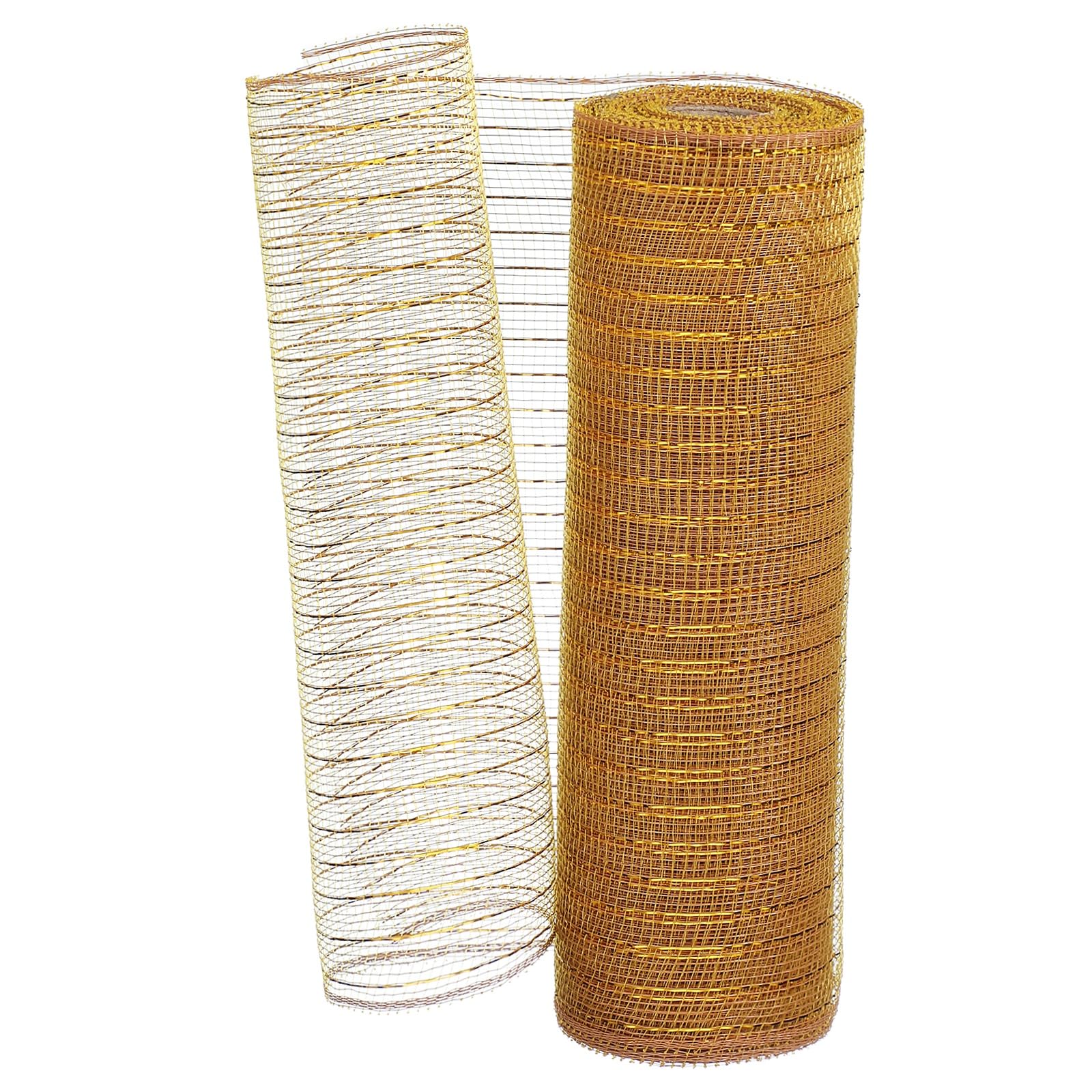 PATIKIL Decorative Mesh Ribbon, 10 Inch x 10 Yard Mesh Ribbon Roll Foil Metallic for Christmas Tree Wreath Decoration Gold/Brown
