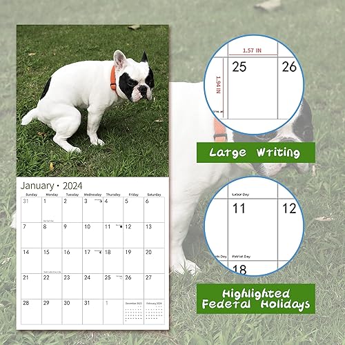 Miniatura 3 de Calendario de pared 2023-2024, calendario mensual de pared de 18 meses de julio de 2023 a diciembre de 2024, 12 x 24 pulgadas abierto, papel grueso