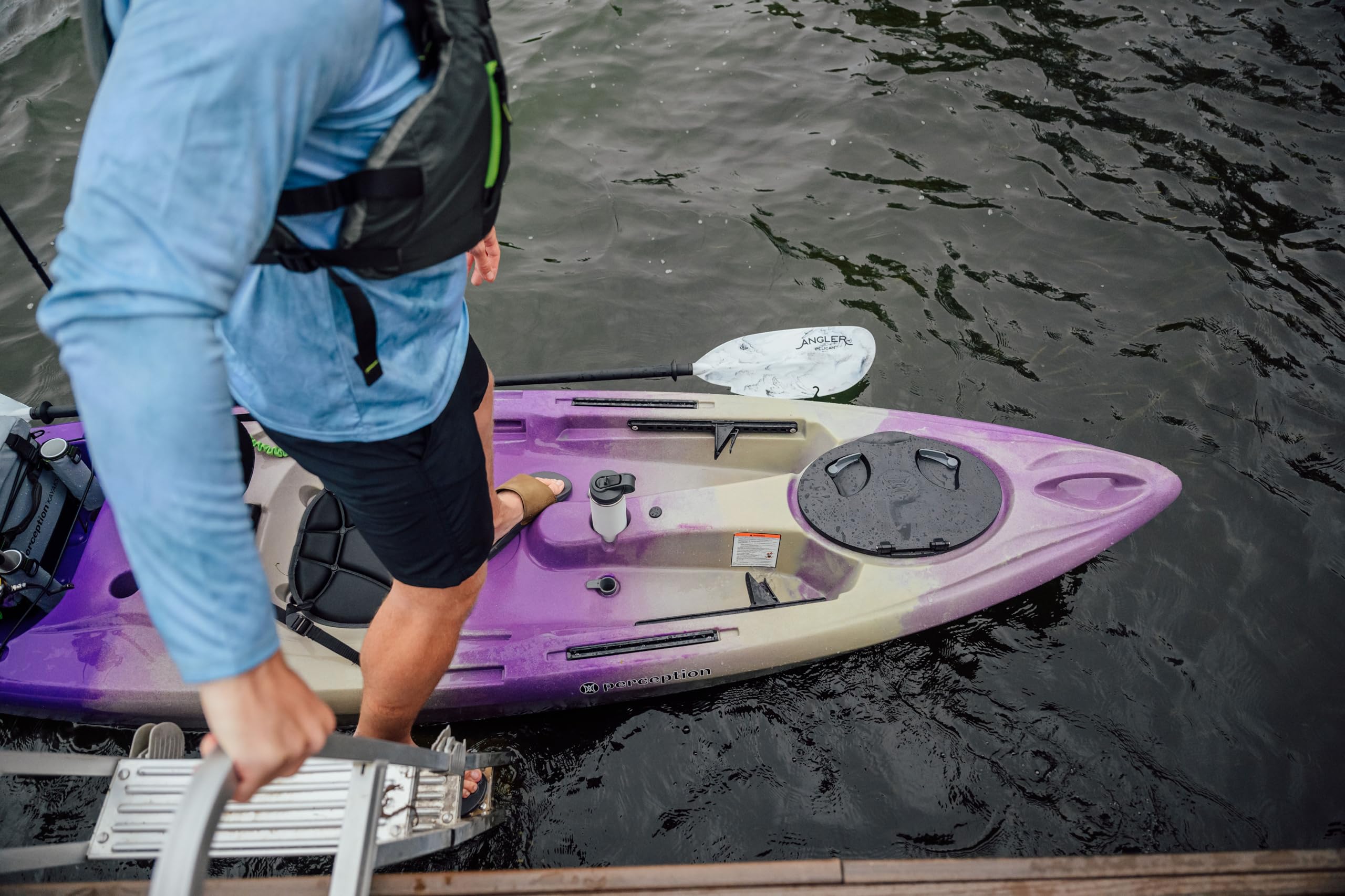 Perception - Pescador 10 Kayak - Sit on Top Fishing Kayak - Front Storage Well - Large Rear Storage and Dual Rod Holders - 10.6 ft - Mystic