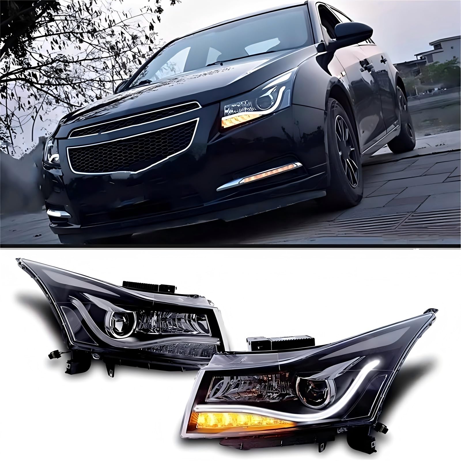 Gruppo ottico anteriore con lente indicatore di direzione Compatibile Chevrolet Per Cruze 2009-2016 Fari auto