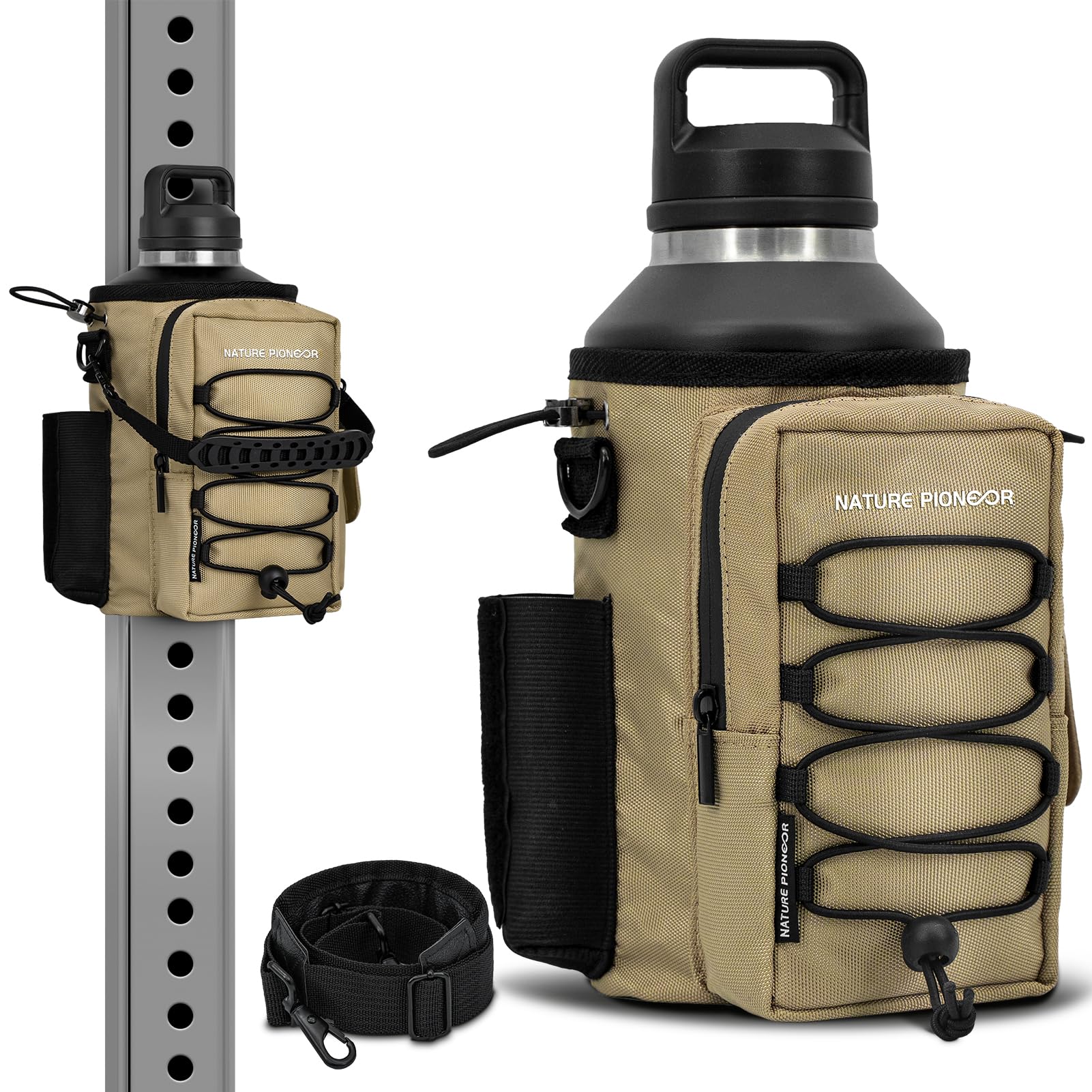 NATURE PIONEOR Magnetic Gym Bag for Men and Women - Magnet Water Bottle Holder Sling Carrier with Crossbody