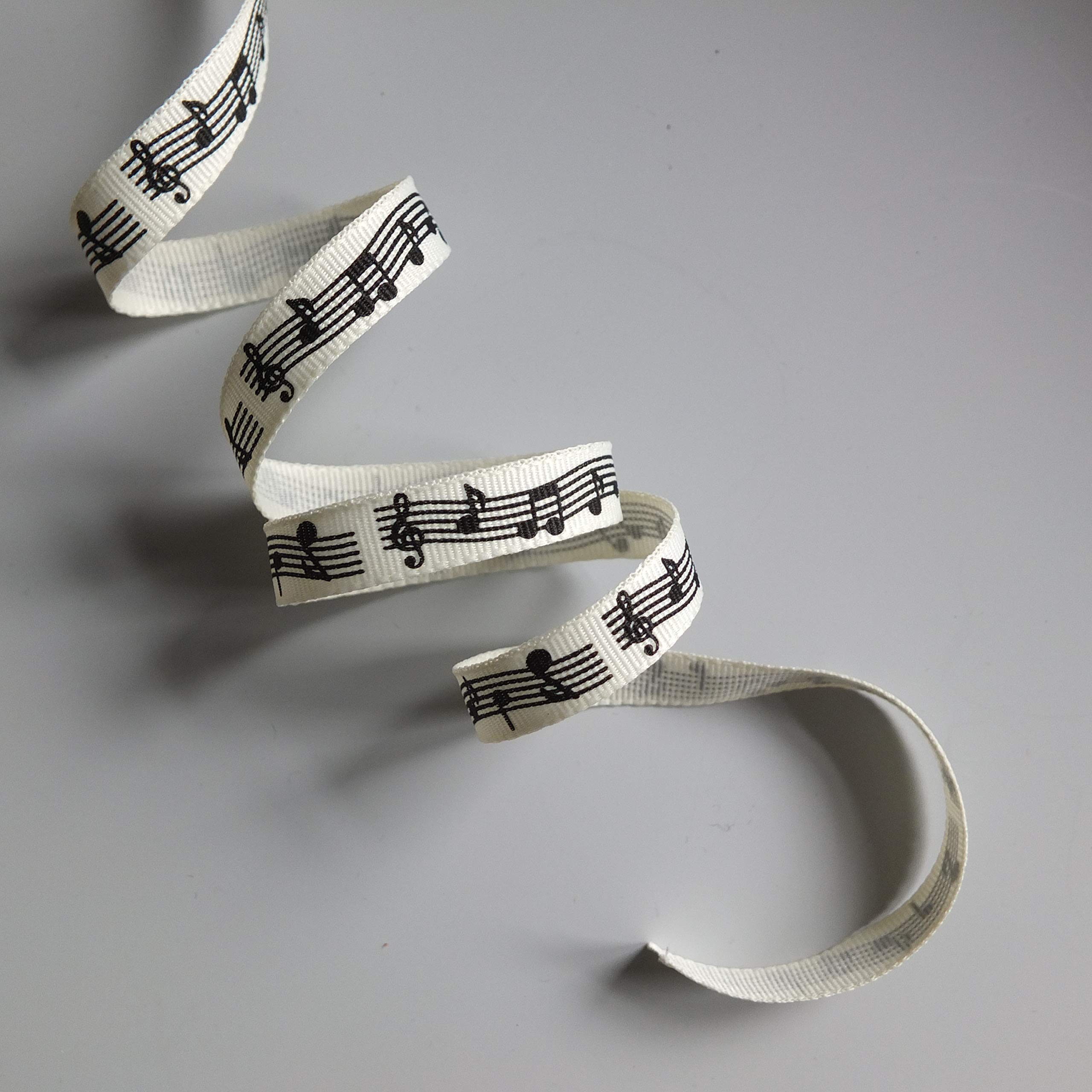 2 metres of Musical Notes Grosgrain Ribbon - 10mm - (Cream)