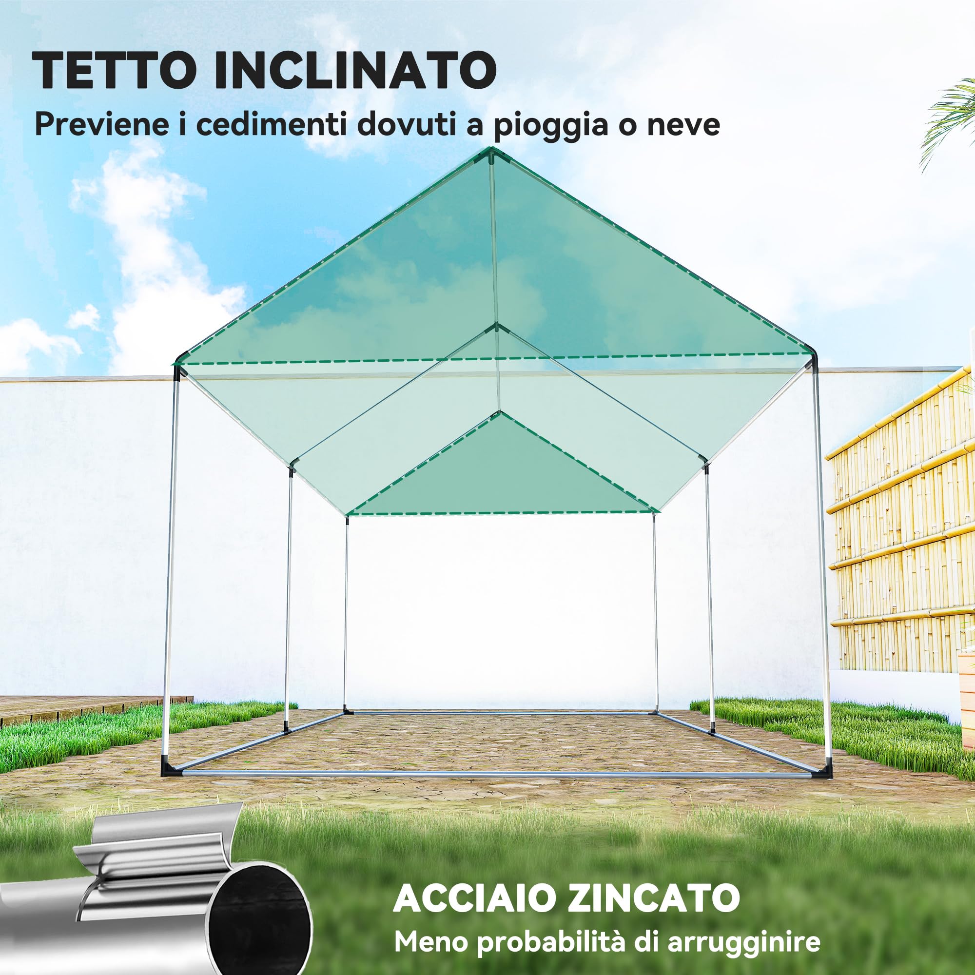 Outsunny Serra da Giardino a Tunnel 2x3x2 m con Porte e Finestre Avvolgibili, Serra per Orto con Tetto a Punta, Struttura in Acciaio e Copertura PE, per Orto Verdure Fiori Frutta, Anti UV, Verde