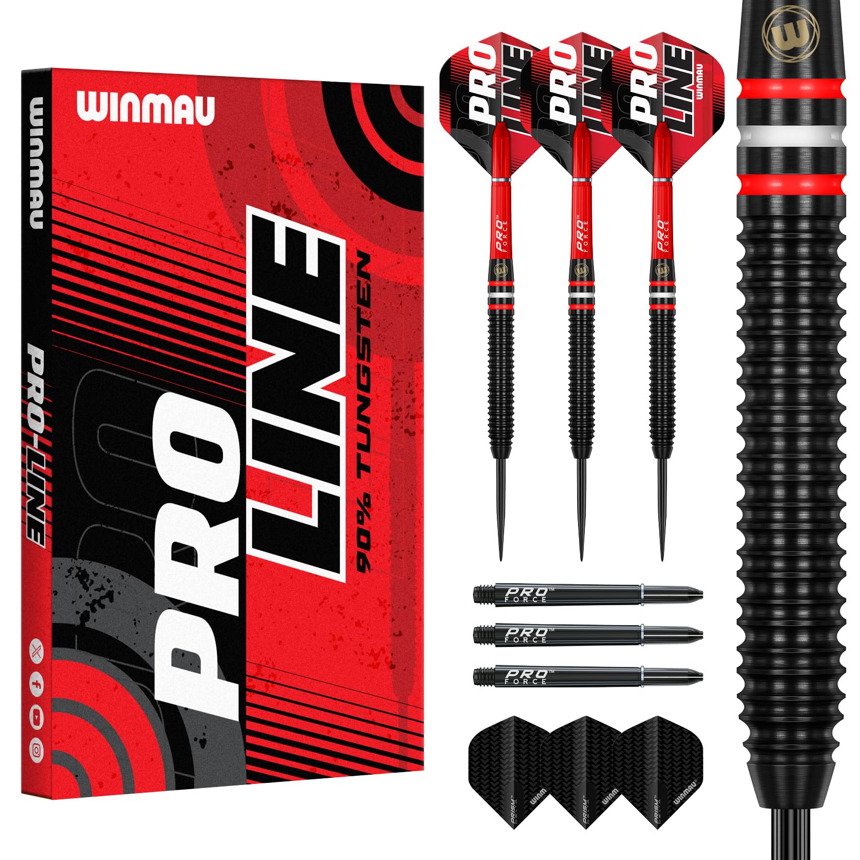 WINMAU PRO-Line – Freccette con Punta in Acciaio al tungsteno – Rivestimento Onyx – Ringed