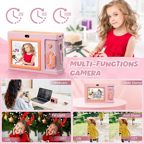 Miniatura 4 de Cámara digital, cámara FHD 1080P para niños con tarjeta de 32 GB, 48 MP 8X Zoom Point and Shoot, antivibración, cámara frontal, cordón, compacto,