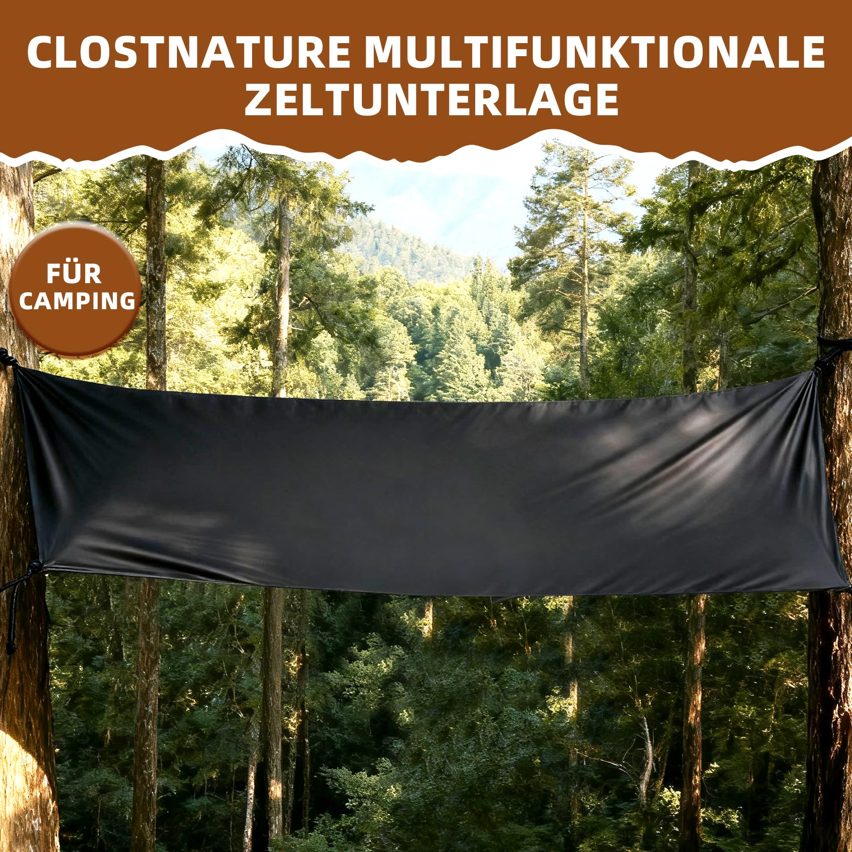 Clostnature Hexagonale Zeltunterlage Wasserdicht - 366 x 318 CM Camping Bodenplane für Zelte, Robuste Zelt Unterlage für Pavillon & Bubble Zelt, Leichte Outdoor Plane für Hiking, Backpacking, Trekking