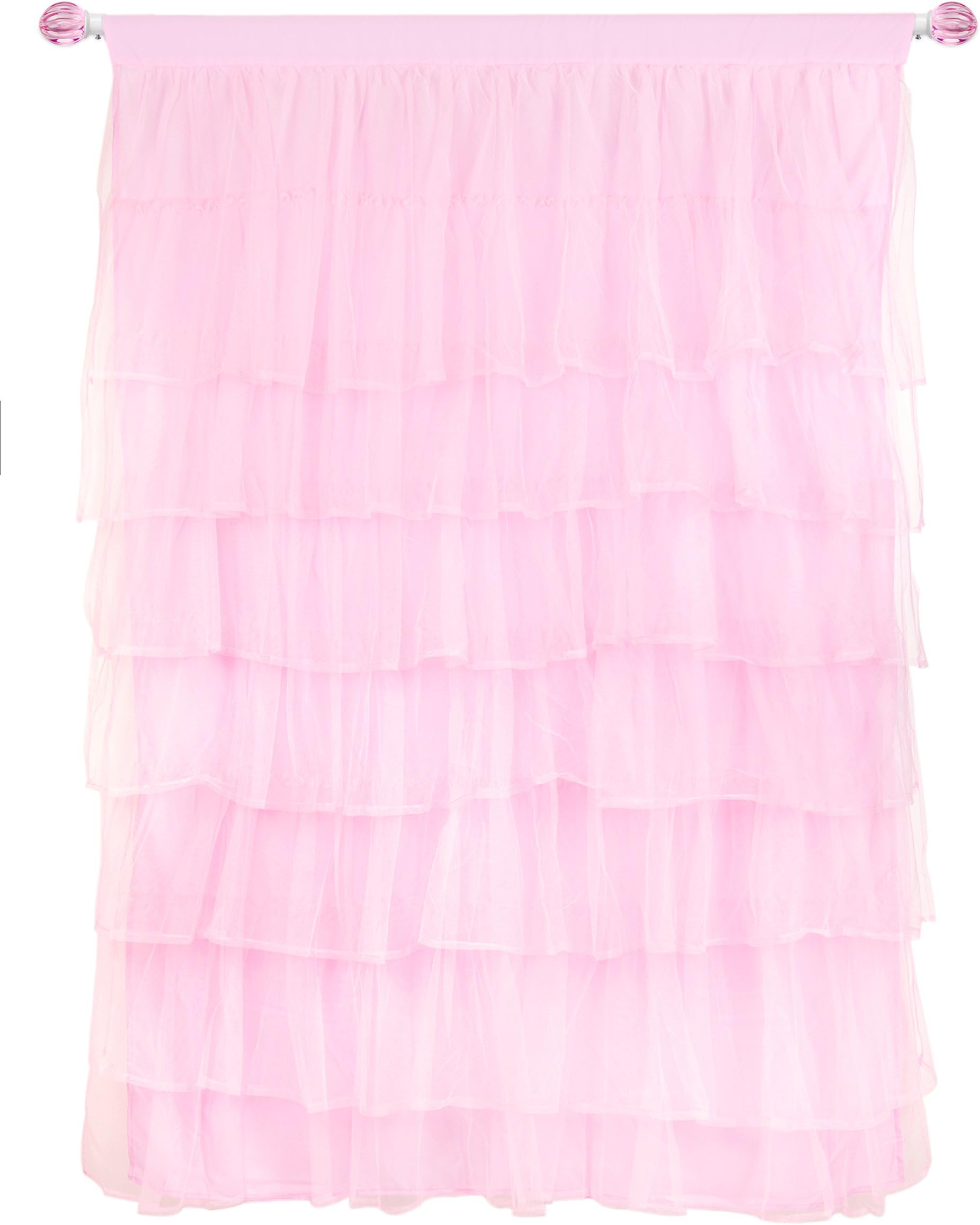 Tadpoles Multi-Layered Tulle Curtain Panel | 63" x 42" | 100% Polyester Panels, 80% Polyester & 20% Cotton Lining | Wrinkle-Free & Fade-Resistant Fabric | Ideal for Nursery, Bedroom, & More | Pink
