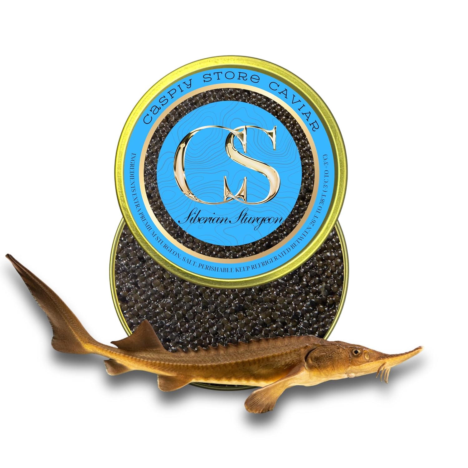 CASPIY Siberian Osetra Sturgeon Caviar – Premium Caspian Black Roe, Traditionally Harvested Malossol Ossetra with Mother of Pearl Spoons – Single Tin (1.76 oz / 50g)