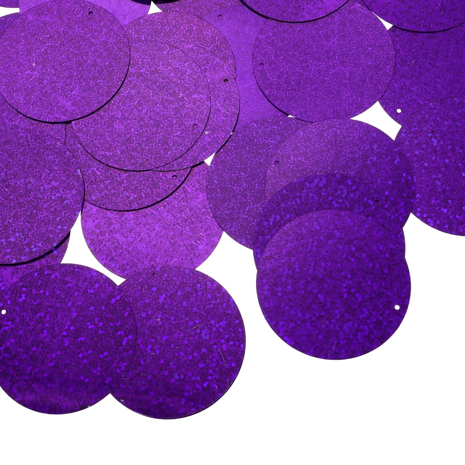 sourcing map 100 Pcs Flat Round Sequins 40mm/1.6 Inch Loose Paillettes Craft Sewing Sequins with Single Side Hole for DIY Embroidery Clothing Jewelry Making, Laser Purple