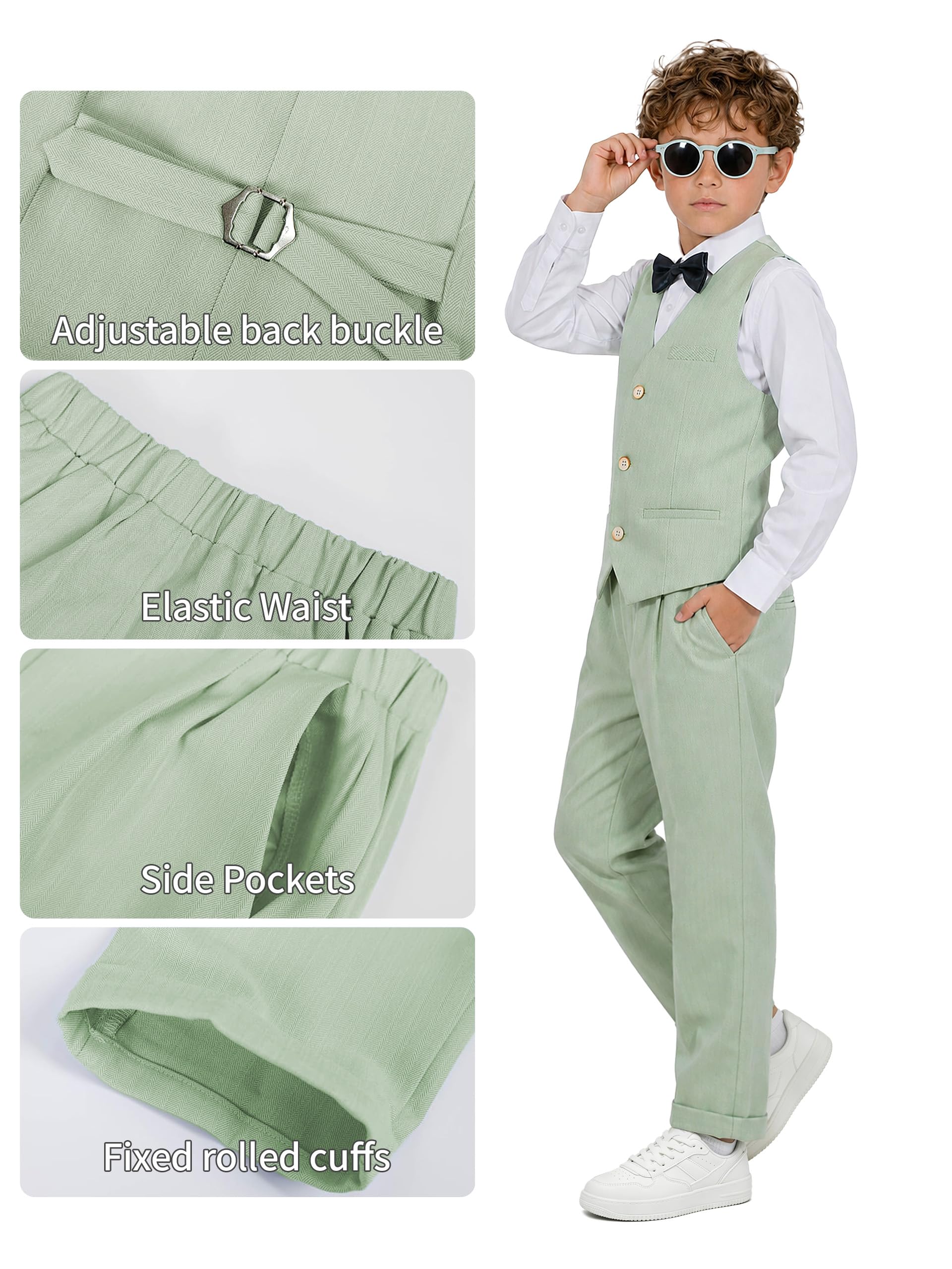 LOLANTA Costume de Cérémonie 4 pièces pour Garçon, Ensemble de Gilets, Vêtements d'occasion pour Les fêtes d'anniversaire et de Mariage des Enfants 2-13 Ans
