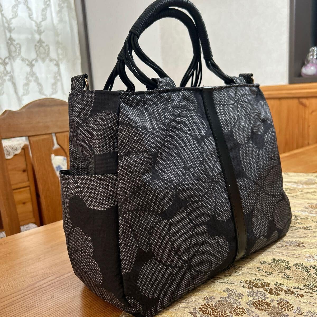 Amazon.co.jp: リメイクバッグ トートバッグ ハンドメイド 大島紬 黒