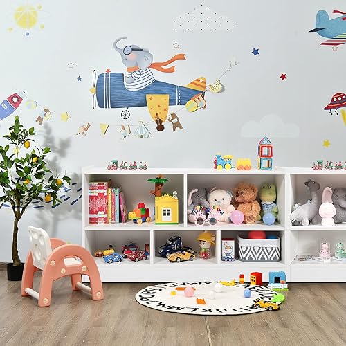 Miniatura 28 de Costzon Organizador de almacenamiento de juguetes para niños, almacenamiento escolar de 5 secciones para organizar libros, juguetes, estantería de