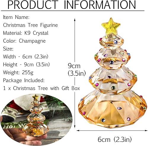 Miniatura 2 de QFkris Figura de cristal para árbol de Navidad, pisapapapeles, adorno de mesa, regalo creativo de Navidad (champán)