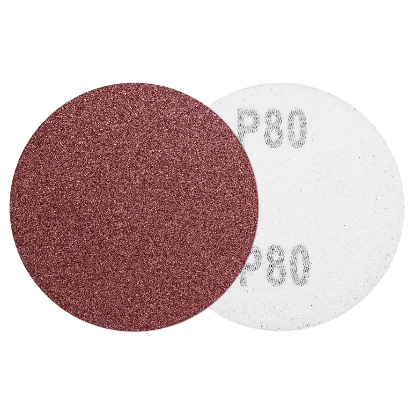 sourcing map 5 Pcs 75mm 3 Inch Sanding Discs, 80 Grit Hook and Loop Sandpaper, No-Hole Aluminum Oxide Orbital Sander Sandpaper for Woodworking Automotive Metal Polishing, Red