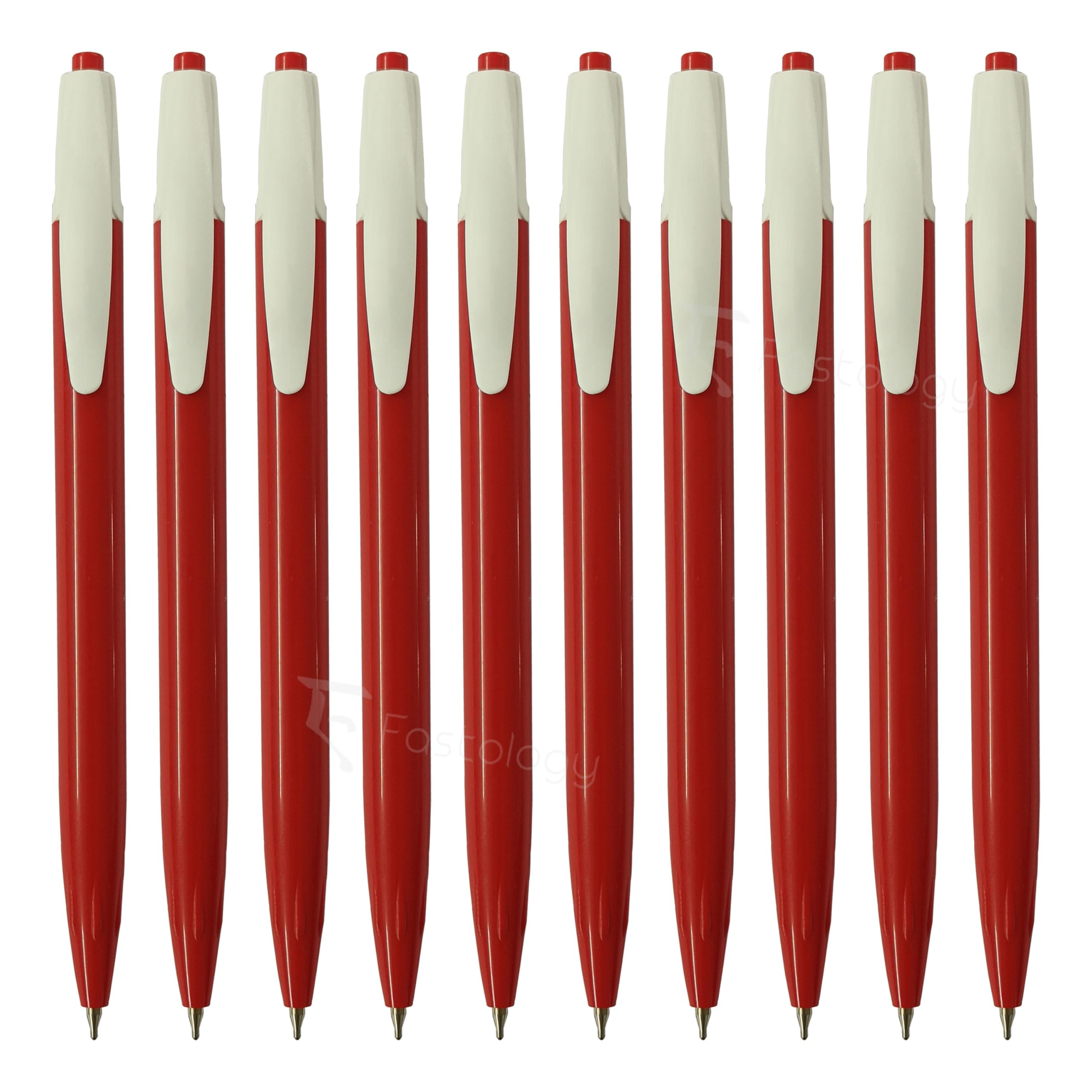 Klick Retractable Ballpoint Pens, RED, 0.7mm Fine Point, Pack of 20, Fine Biro Smooth Pens, Multipack for Everyday Use, Perfect for School Office Home Use, iVAIDEX