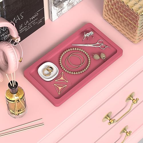 Miniatura 2 de YELLOW LOTUS Bandeja de tocador rosa  Pequeña bandeja de perfume para tocador, pequeñas bandejas de madera para decoración, bandeja de joyería de