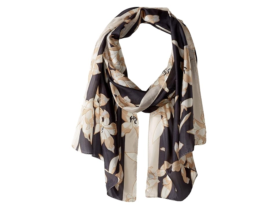 

Echo Design Falling Lilies Silk Scarf (Black) Scarves