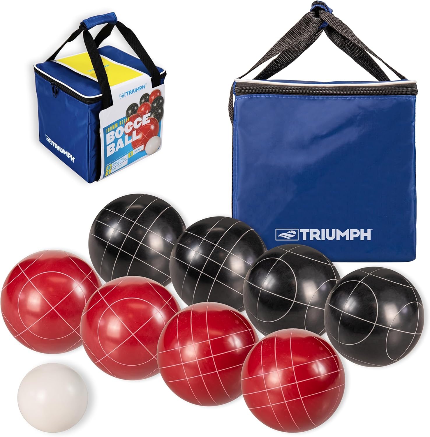 Triumph Sports Competition 100mm Resin Bocce Ball Outdoor Game Set with Carrying Bag for Easy Storage,Multi,One Size,35-7103-3