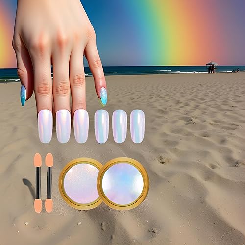 Miniatura 9 de Polvo de uñas cromado, efecto aurora, efecto espejo, sirena perla, purpurina, iridiscente, esmalte de uñas de gel para arte de uñas, manicura y
