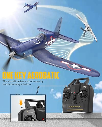 Miniatura 3 de volantexrc Avión RC para principiantes, avión RC 4CH WWII F4U Corsair con Aileron, avión de control remoto de 2.4 Ghz con auto enderezamiento Xpilot