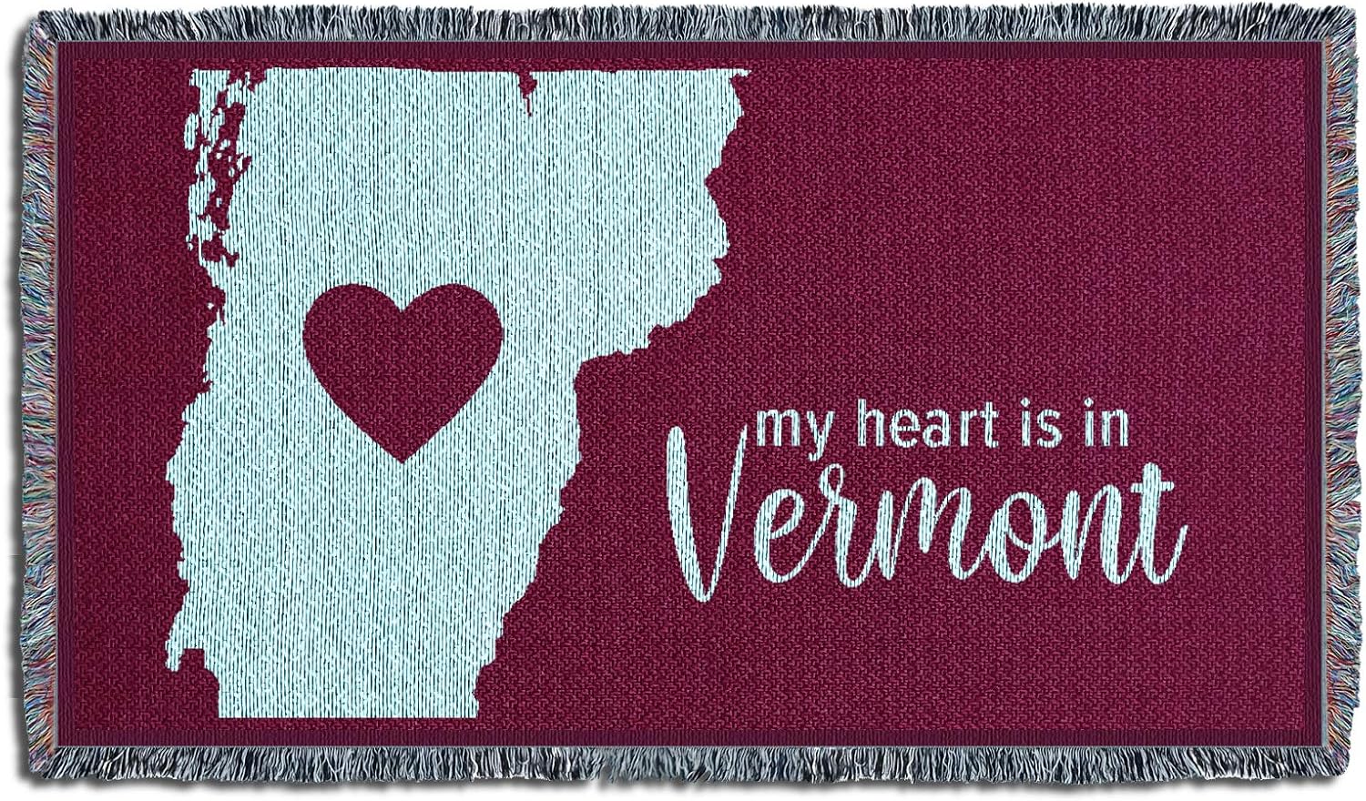 Pure Country Weavers My Heart is in Vermont Blanket - Gift Tapestry Throw for Back of Couch or Sofa - Woven from Cotton - Made in the USA (61x36)