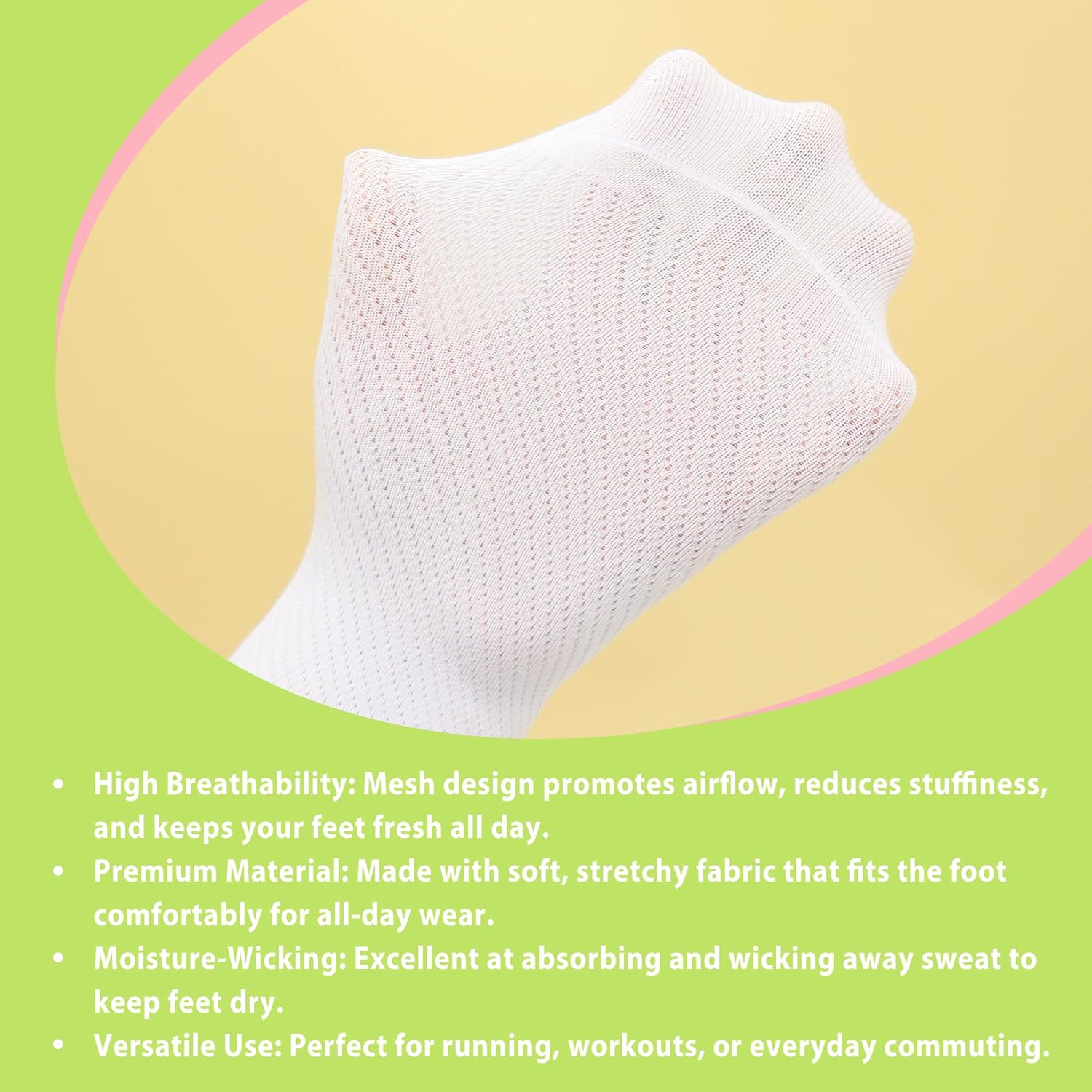 SERISIMPLE Women's Bamboo Viscose Above Ankle Thin Socks Quarter Mesh Design Breathable Anti-Odor Summer Socks 5 Pairs - Image 3