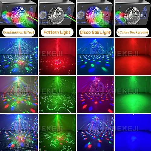 Miniatura 9 de Luces de fiesta Dj Disco Ball Light Strobe LED Iluminación de escenario activado por sonido YUEKEJI con patrones coloridos frescos + control remoto