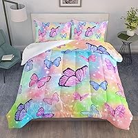 Vista 13 de Black Blue Butterfly Comforter Set for Girls Women,Boho Butterfly Sun and Moon Mandala Printed Bedding Set with 2 Pillowcases(Black Blue Twin)