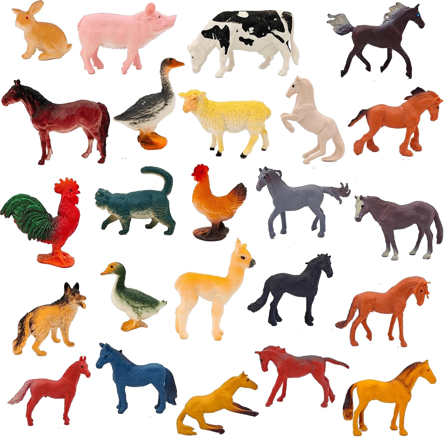 24 Pcs Farm Animal Figurines, Plastic Horse Toys for Kids 3-5, Barn Animal Toys Educational Learning Gift for Kids & Toddlers, Party Favors, Cake Topper