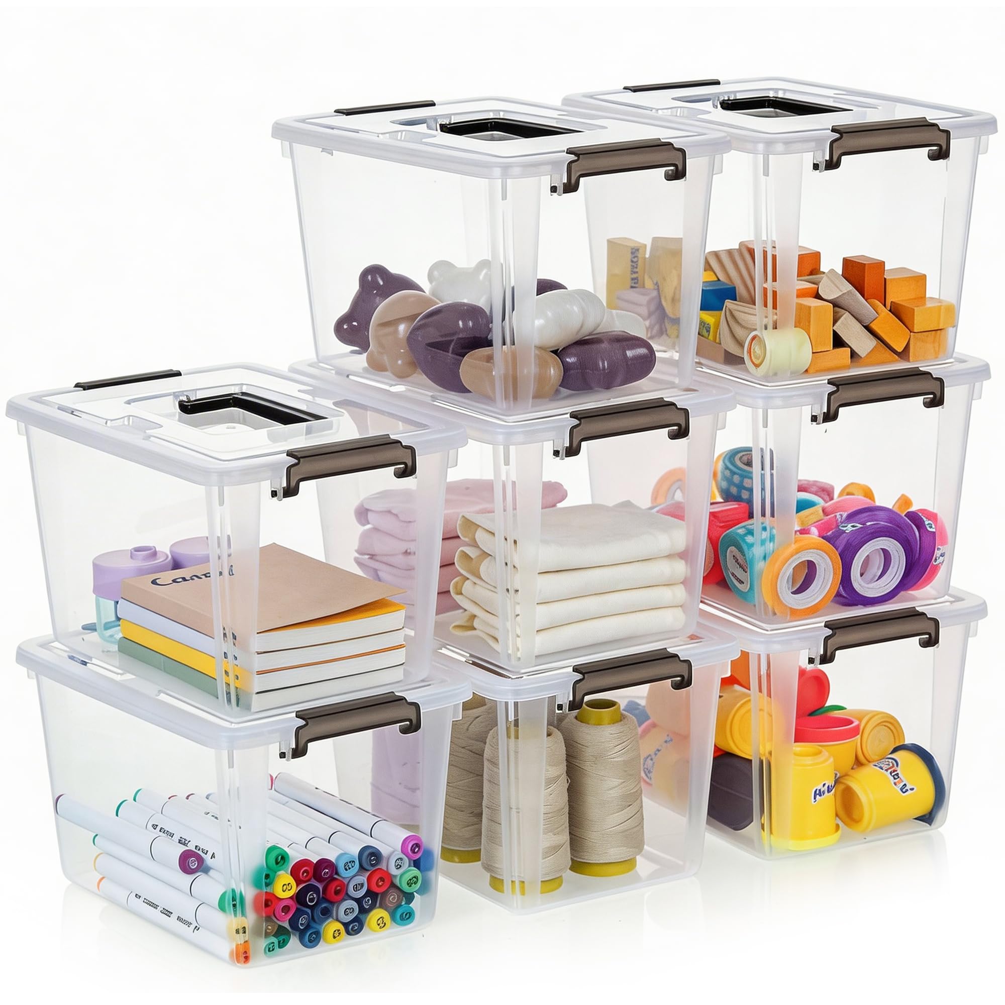 Citylife 8 Pack 6 QT Plastic Storage Bins