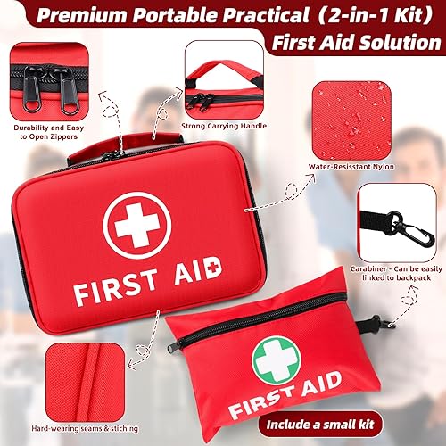 Miniatura 2 de Kit de primeros auxilios para el hogar, automóvil, viajes, negocios, kit de primeros auxilios grande y pequeño, incluye almohadilla de trauma, bolsa