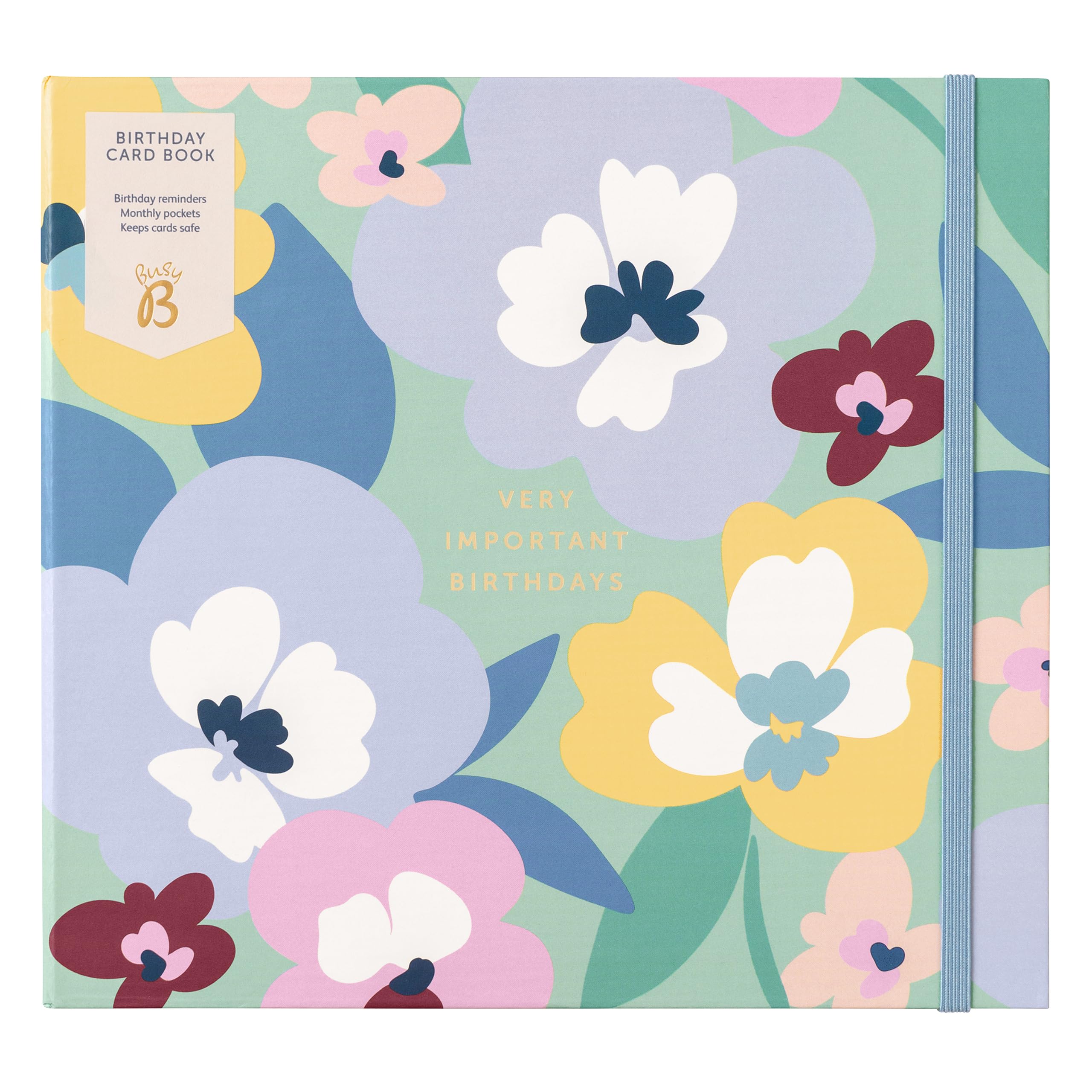Busy B Livret de cartes d'anniversaire Florale Carnet avec rappels d'anniversaire pochettes de rangement