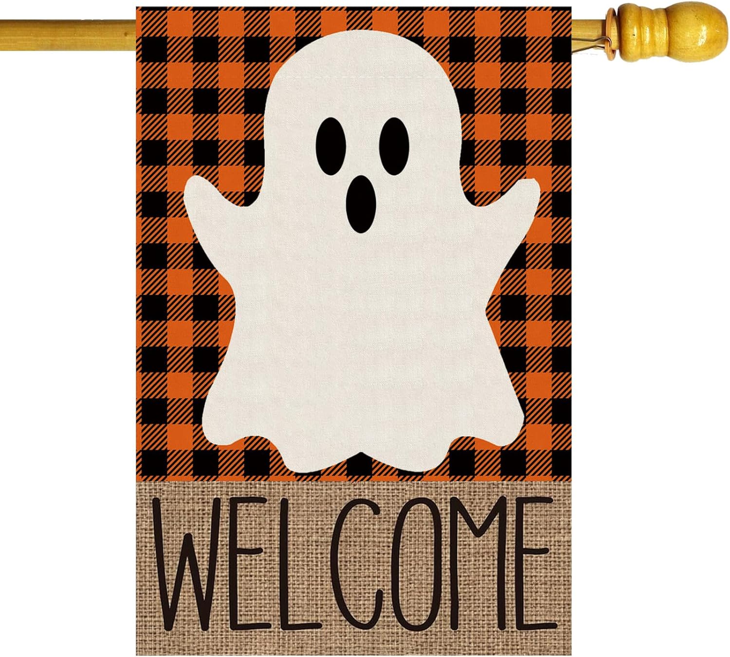 Welcome Halloween Ghost Spooky House Flag Large 28X40 Inch Big Vertical Double Sided Yard Outdoor Outside Holiday Decoration