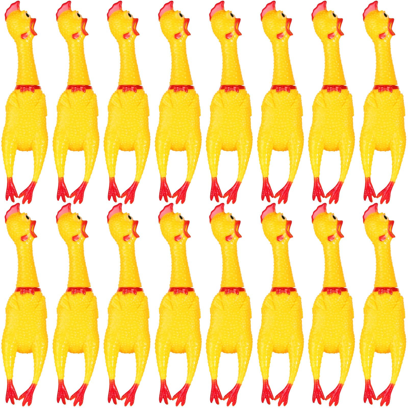 16 Pack Rubber Chicken Dog Toy Screaming Chicken Toys Large Squeeze Chicken Noisemaker Dog Squeak Durable Toys for Pet Chew Gifts Prank Novelty Toy (Yellow,15 Inch)