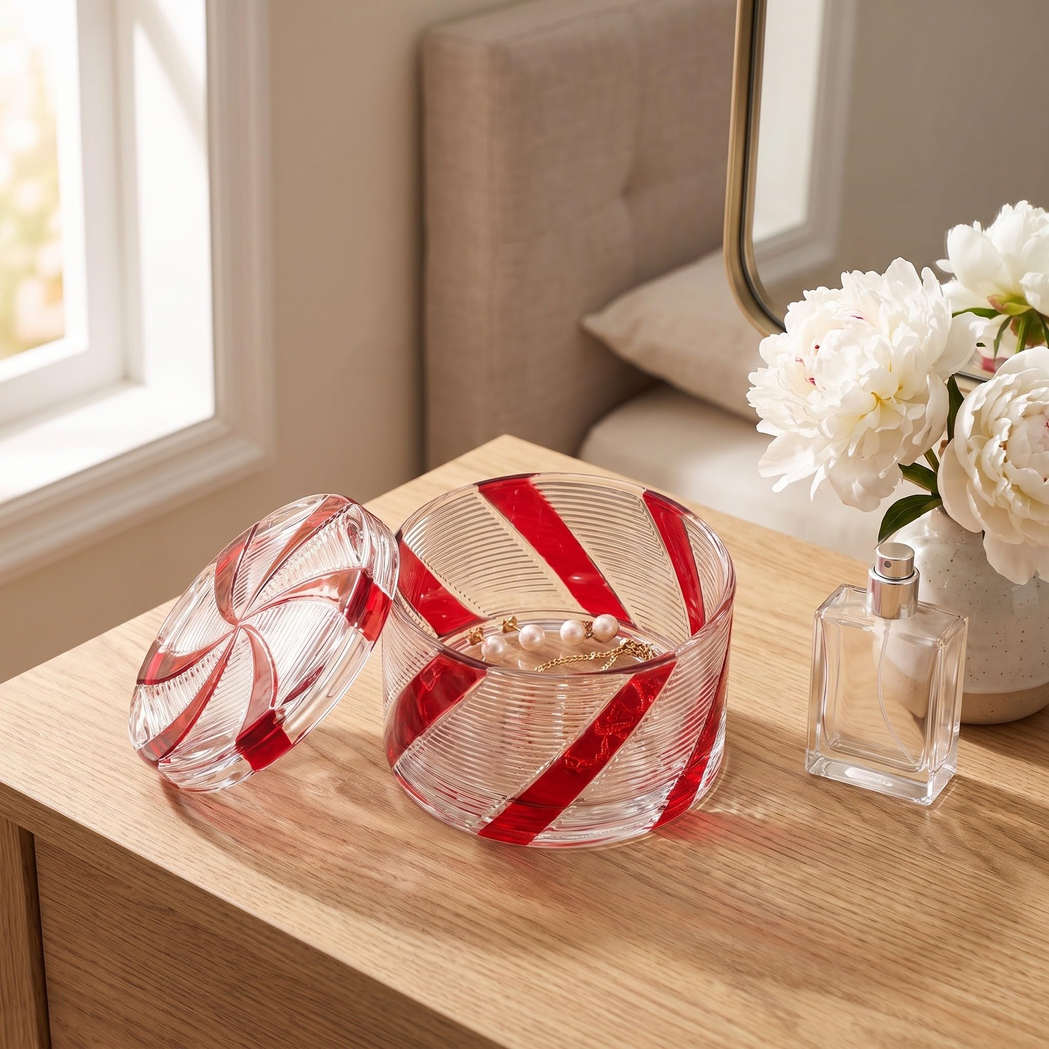 Zerodeko Tarro de cristal navideño para caramelos con tapa, diseño de