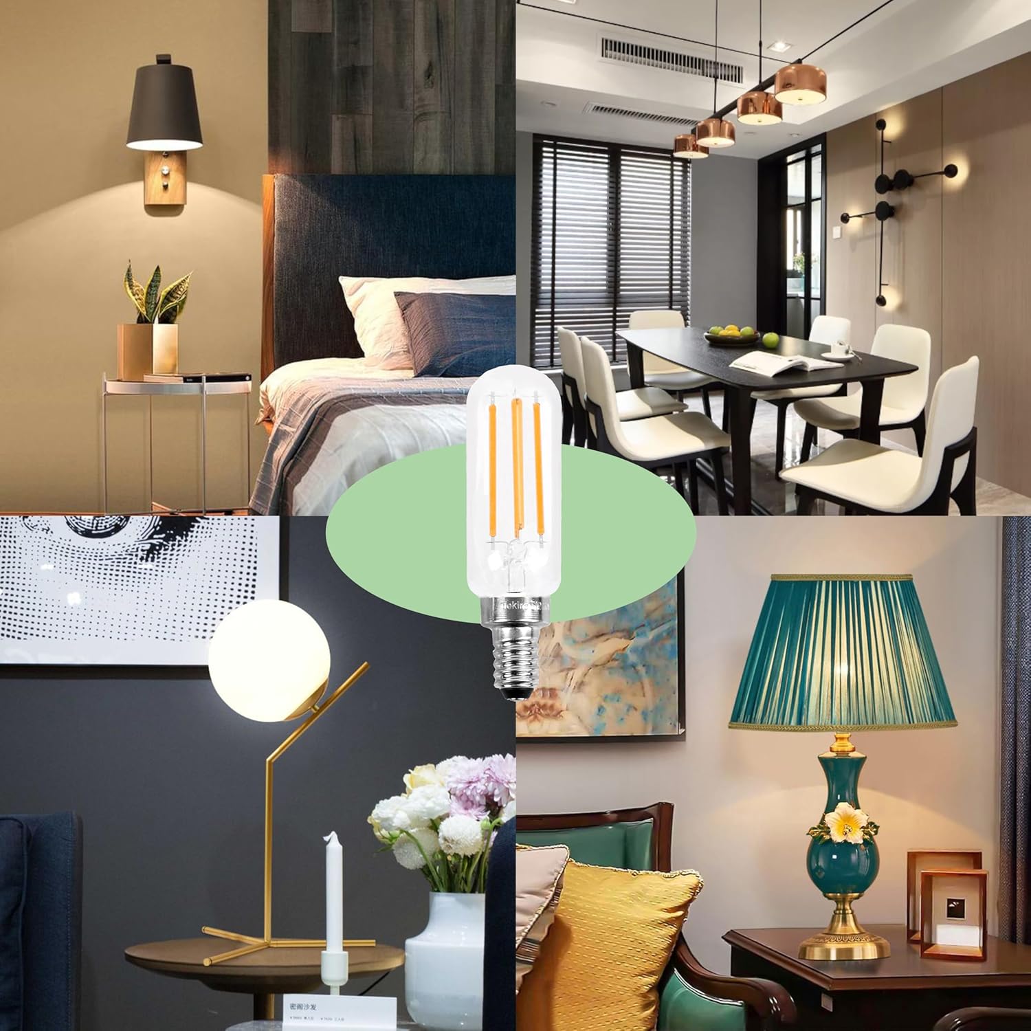 Retro LED Edison Bulb, E12 6W, Equivalent to 40W, 3000K 600 Lumens, Dimmable, Filament Bulb, High Brightness Warm White, Transparent Glass, 6 Sets