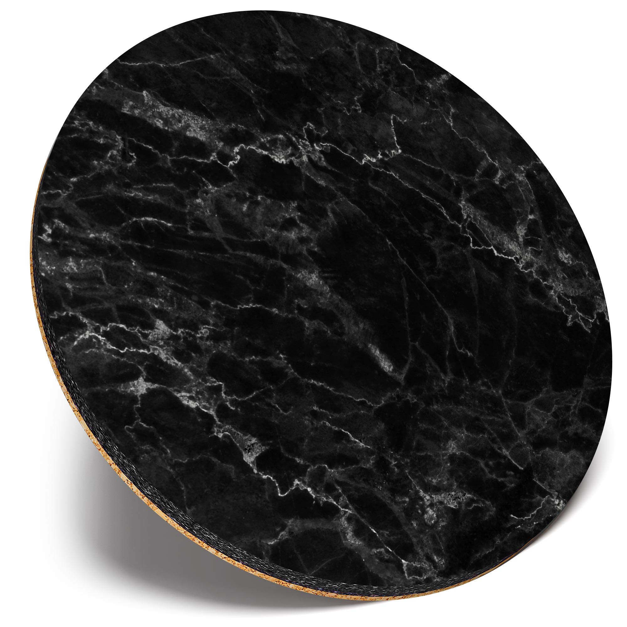 Destination Vinyl Ltd Multicolor Round Single Coaster - Black Marble Effect Art Rock |Glossy Quality Coasters | Tabletop Protection For Any Table Type #44319