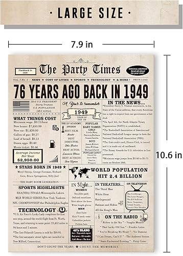 Miniatura 2 de Tarjeta de cumpleaños número 76 para mujeres y hombres, regalos de cumpleaños grandes para mamá, papá, abuelo, abuela, decoraciones retro de