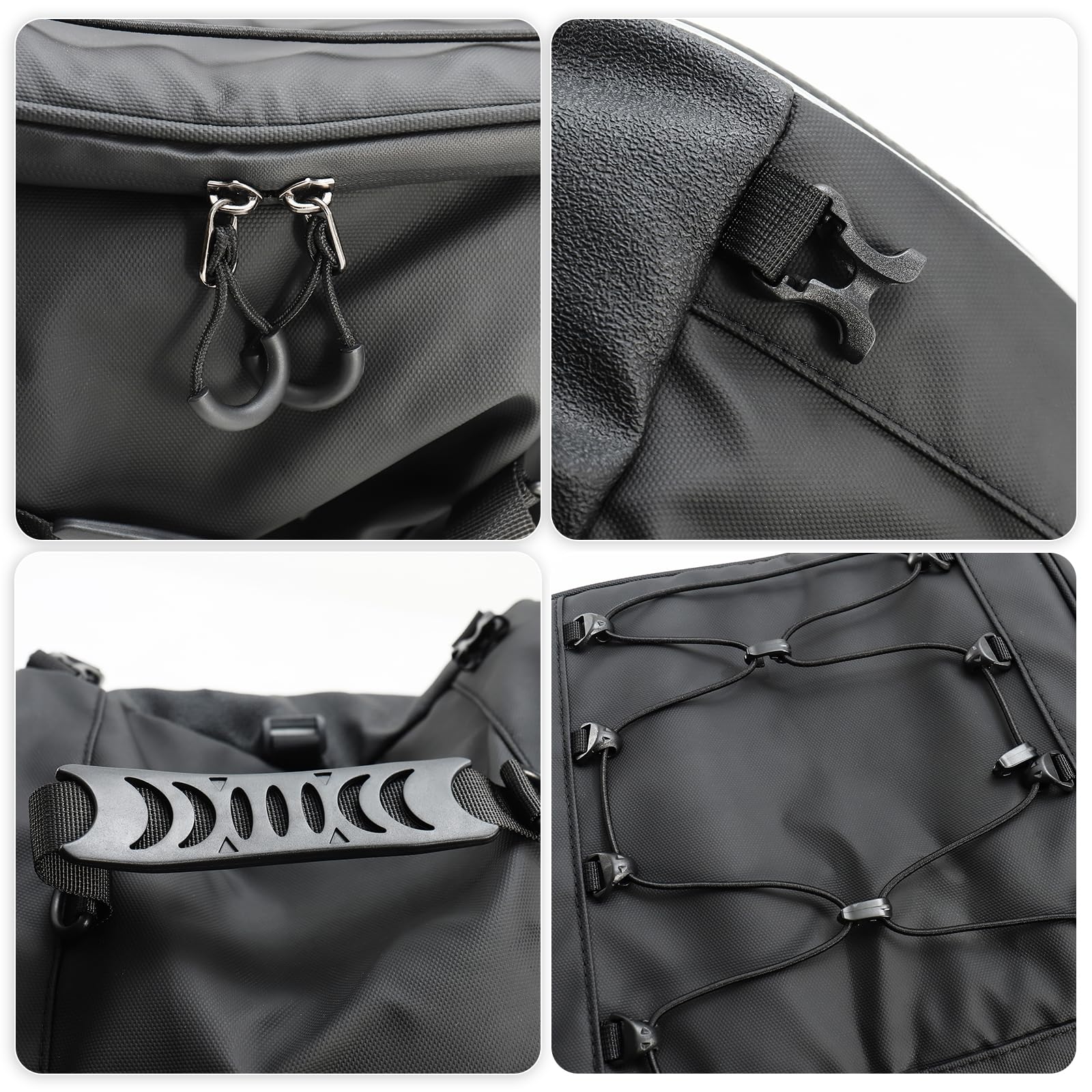 Bolsa Asiento Trasero Moto,con Amplio Espacio y Banda Reflectante, Bolsa Universal para el sillín de Moto, Bolsa para Casco, Bolsa para el túnel de escúter, Negro