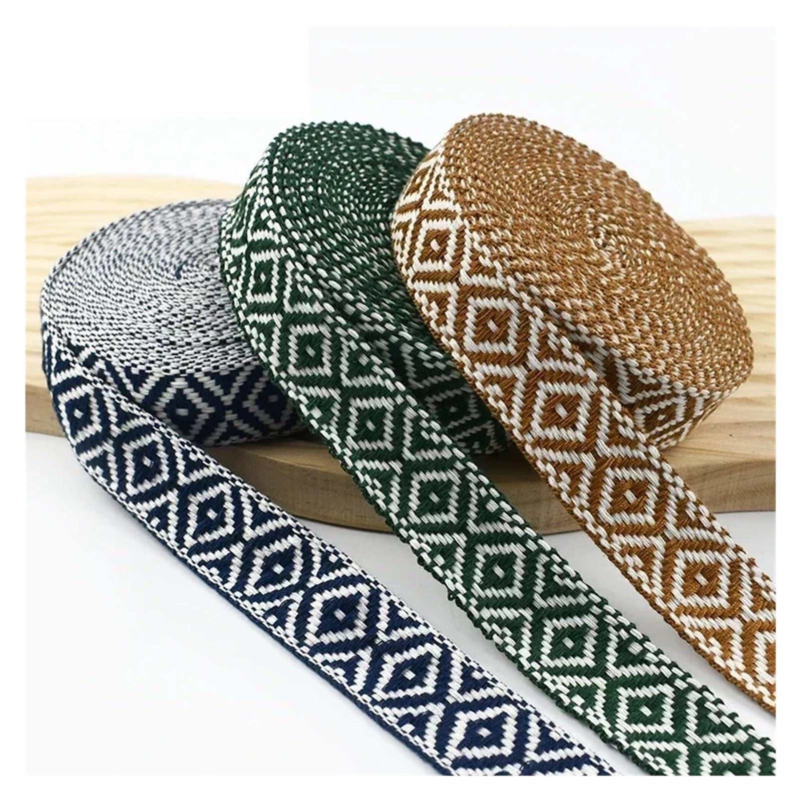 Vintage Jacquardband 2/5/10M 25mm 1,5mm Dickes Jacquard-Spitzenband for Taschengurte, Gürtel, Kleidungsstücke, Schuhe, Nähband, DIY-Zubehör(Yellow,25mm-10Meters)