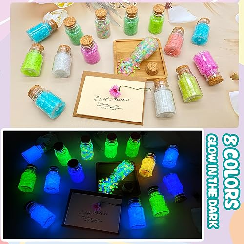 Miniatura 2 de Kaiyuan Dynasty Kit de arte de arena que brilla en la oscuridad, kit de arte de arena brillante para proyectos de resina de bricolaje, botellas de