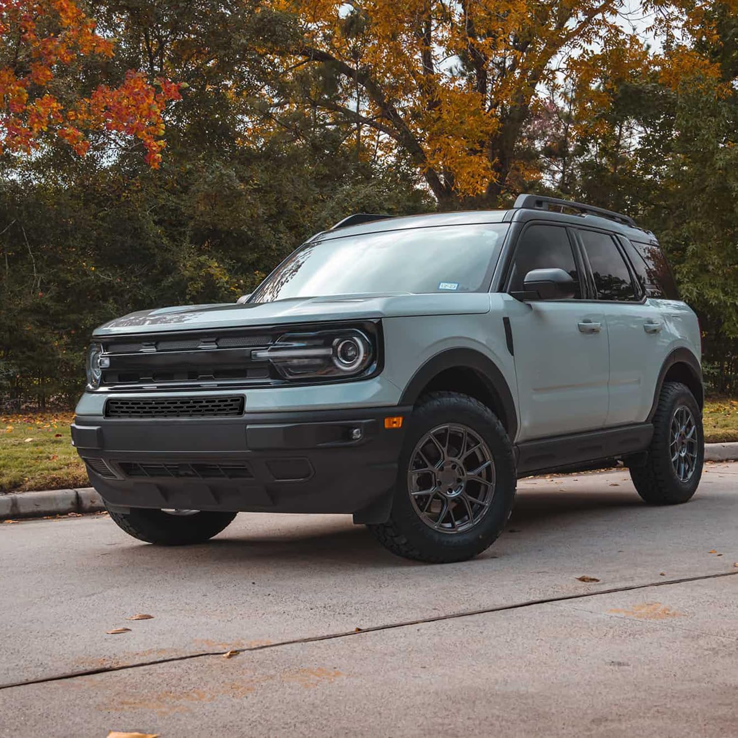 Mesh Grille Insert Compatible with Ford Bronco Sport 2021 2022 2023 2024, Front Grille Guard Cover Exterior Accessories (3PCS, Glossy Black)