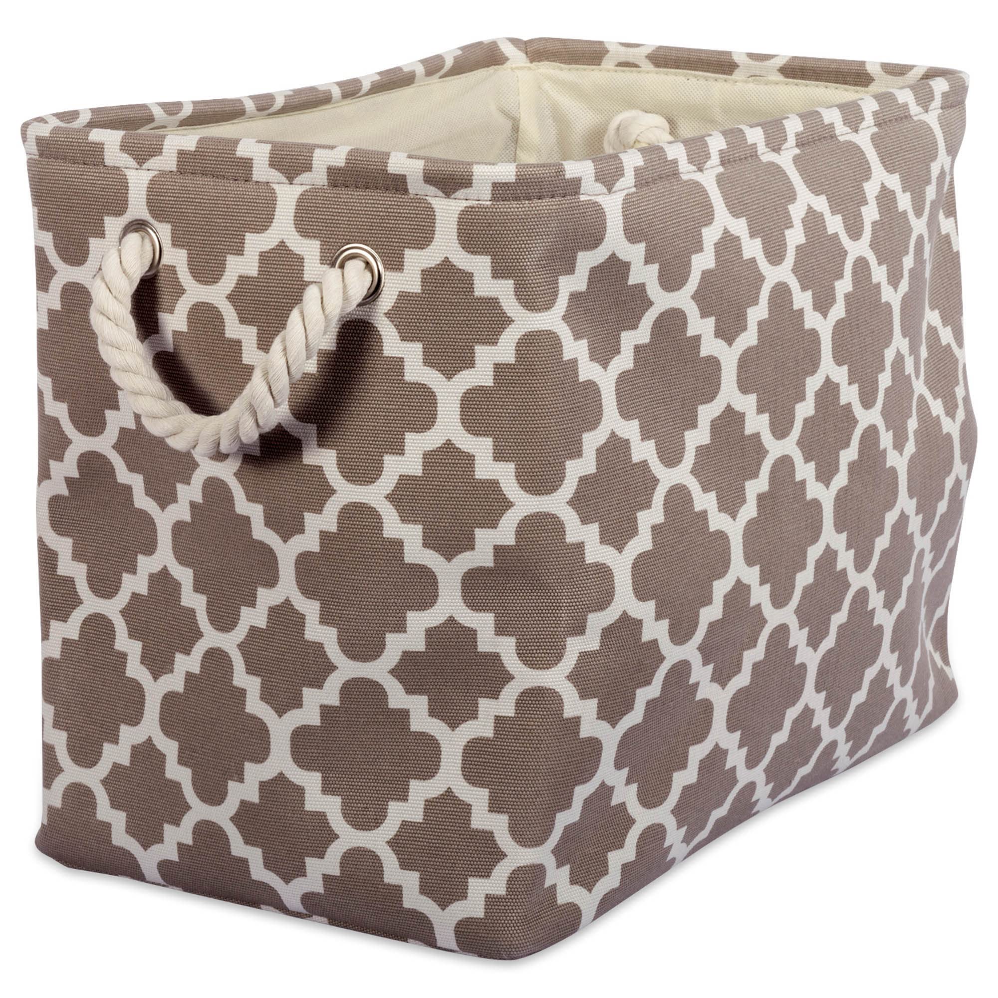 DII Printed Polyester Storage Bin -Large Rectangle, Brown Lattice