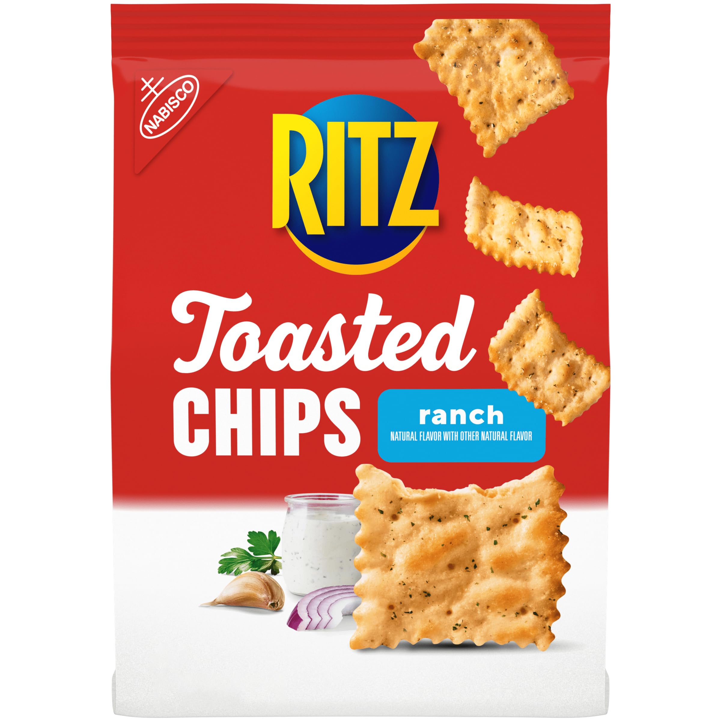 RITZ Toasted Chips Ranch Crackers, Party Snacks, 8.1 oz